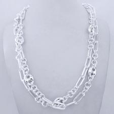 Solid sterling silver necklace. Length 100cm, 93 grams. Made in Italy. Paperclip link chain 7mm and mariner link 12mm.