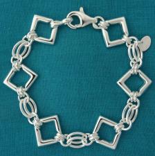 Sterling silver square link bracelet made in Italy