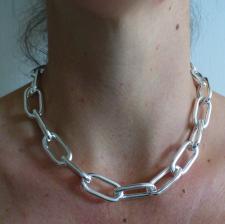 Sterling silver rectangular link necklace