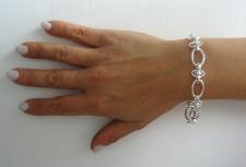 Solid 925 silver textured link bracelet 10mm