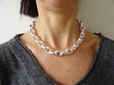 Sterling silver oval rolo link necklace 15mm hollow chain