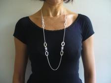 Long sterling silver necklace round chain 90cm