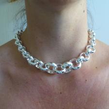 Sterling silver graduated belcher necklace