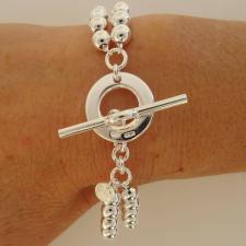 Bracciale in argento 925 con chiusura T-bar, Toggle , doppie sfere 6mm.