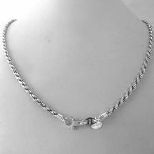 Solid 925 silver Rope chain necklace 3mm made in italy