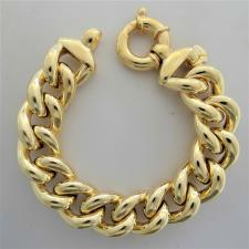 Bracciale in argento 925 grumetta 16mm. DORATURA IN ORO GIALLO 18 KT.