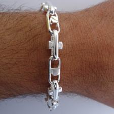 Bracciale massiccio uomo in argento 925 catena artigianale.