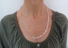 925 silver rectangular link chain necklace italy