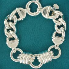 Sterling silver bracelet. Women's round & curb link chain 16mm.