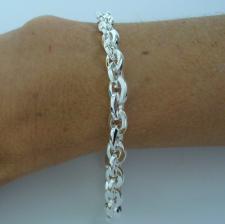 Bracciale in argento 925 MASSICCIO. Maglie ovali squadrate. Larghezza 7mm.