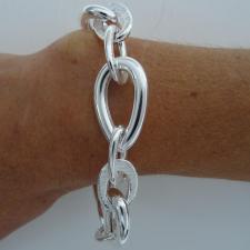 Sterling silver teardrop and oval link bracelet 18mm.