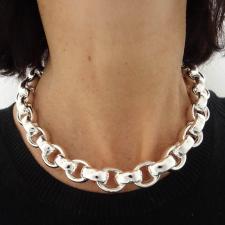 Sterling silver hollow oval chain necklace 14mm