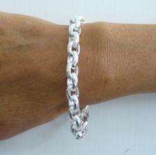 Sterling silver oval rolo link bracelet 8,5mm. Hollow chain. Oval belcher bracelet.