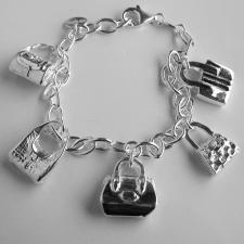 Bracciale in argento 925 charms borsette.