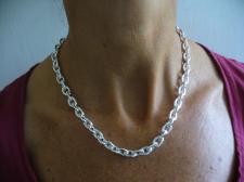 Silver handmade oval link necklace