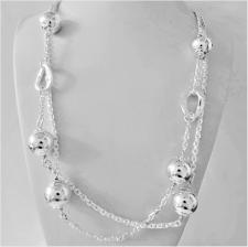 Sterling silver Croco texture link necklace, ball 16mm. Length 122 cm, 70 grams.