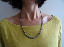 Oxidized 925 sterling silver flat marina chain necklace