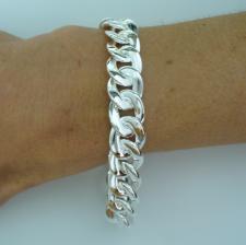 Solid sterling silver flat curb bracelet 12mm