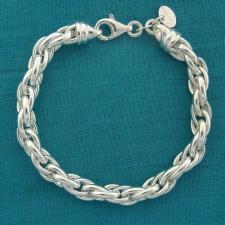 925 silver loose rope link chain bracelet