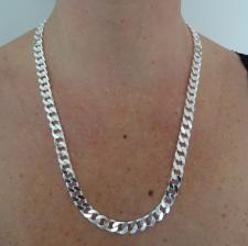 Sterling silver solid diamond cut curb necklace 8mm