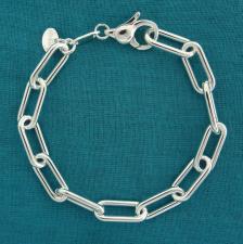 Bracciale in argento 925 massiccio, maglia allungata larghezza 7mm.