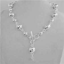 Sterling silver beaded chain necklace 8-12mm. Toggle necklace.