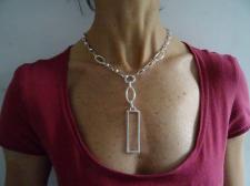 Sterling silver necklace rectangular pendant