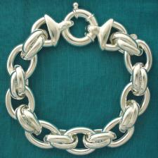 Women's 925 Italy silver bracelet. Oval & double oval link chain 16mm.