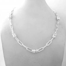 Sterling silver necklace 5.2mm. Paperclip link chain and round link. Length 45 cm.