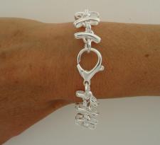 Silver fishbone link bracelet