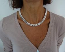 Silver curb link chain necklace 12mm italy