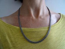 Oxidized sterling silver curb chain necklace 5mm 