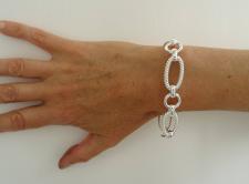 Sterling silver textured link bracelet 14mm