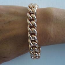 Sterling silver hollow curb bracelet 14mm. 18kt rose gold plating.