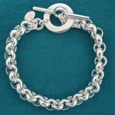 Bracciale argento maglia tonda chiusura tonda toggle