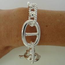 Italy made 925 silver mariner motif bracelet 22mm. Toggle bracelet.