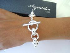 Bracciale chiusura a barretta e catena tonda in argento 925