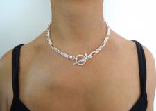 Collana in argento 925 massiccio catena figaro alternata 4+1