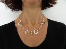 Collana argento 925 con cuori incatenati - Collana donna in argento 925