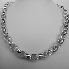 Sterling silver oval rolo link necklace 11,5mm. Hollow chain. Compact link. Oval belcher necklace.