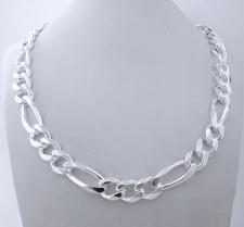 Sterling silver Figaro necklace 11.5mm. Length 50 cm. 96 GRAMS.