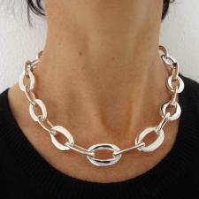 Sterling silver handmade necklace oval link 15mm