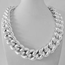 Sterling silver large hollow curb necklace 22mm. 271 GRAMS.