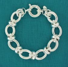 Bracciale artigianale argento 925 maglie ovali e tonde. Larghezza 13mm.