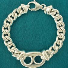 Bracciale argento 925 donna maglia marina 22mm e groumette.