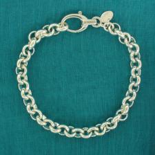 Sterling silver round rolo link bracelet 7,5mm. Solid link. Silver belcher bracelet.