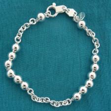 925 sterling silver bracelet. Oval link chain and beads 6mm.