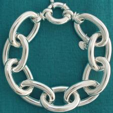 Sterling silver long oval link bracelet 