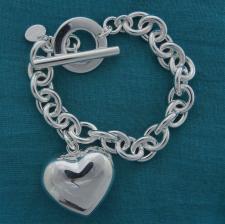 Bracciale argento maglie ovali e cuore