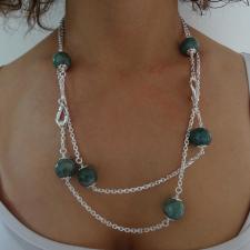 Sterling silver green agate necklace